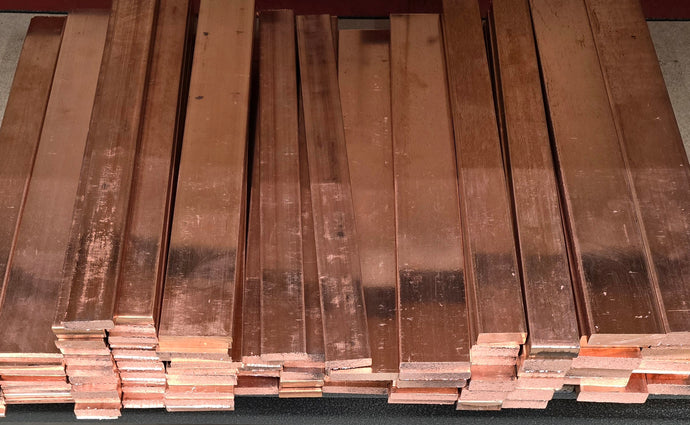 Rows of copper bars 3/8