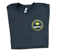 
              Black T-Shirt with Canadian Knifemaker Logo on the front left side.
            