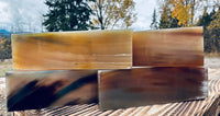 
              Honey-colored Zebu Ox Horn knife handle scales have warm and inviting tones reminiscent of golden amber, these handles infuse a rustic look into any knife handle. Four scales with various colours. 
            
