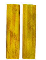 
              Dyed and stabilized camel bone is easy to work with and looks great on knife handles. These bone scales are 100% solid and smooth. Two yellow scales. 
            