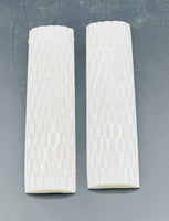 
              White Impala Jigged or Carved  Bone Scale Sets - 1 1/4" x 1" x 5
            