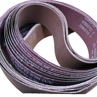 Aluminum oxide belts are ideal for metals, aluminum, and hardwoods. 
This belt package includes 6 belts 2 of each: 220 grit, 320 grit, 400 grit