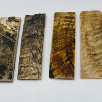 Natural Rams Horn Scale Sets are crafted from authentic ram horn with a unique blend of hues. Shows four scales of beige and brown lines. 