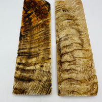 Natural Rams Horn Scale Sets are crafted from authentic ram horn with a unique blend of hues. Shows two scales of beige and brown lines. 
