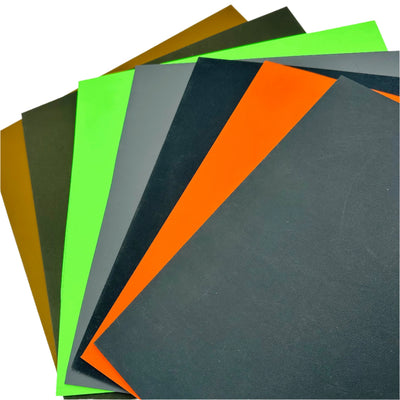 Kydex is a thermoplastic material for making knife sheaths. It comes in many solid colours. We carry Grey, Storm Grey, Orange, Zombie Green, OD Green, Black, and Coyote Brown. Sizes are 12