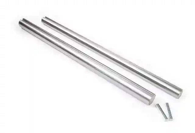 Image is of two solid metal rod  drive shafts for a home built knife making grinder.