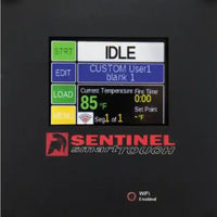Shows the Sentinel digital control panel for kiln (heat treat oven).
