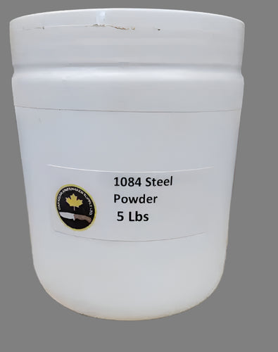 1084 Powdered Steel is used to manufacture canister Damascus or forge welded steel. Very fine graded 1084 carbon steel with approx. 0.84% carbon. Sold in a 5 lb. container. 