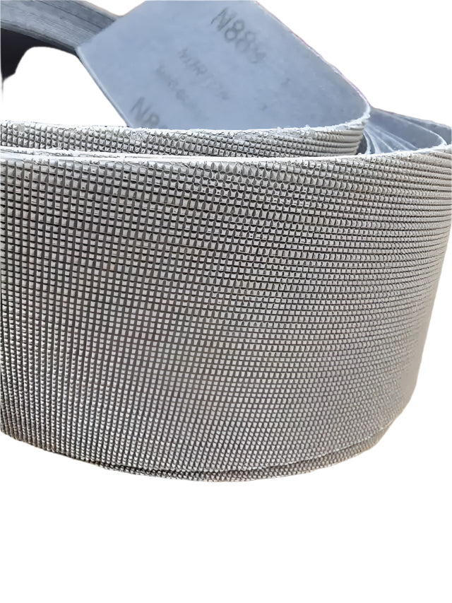 Grey NORAX N889 Finishing Belts are engineered polishing belts producing repeatable, higher quality finishes for knife making.