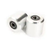 2" diameter x 2" wide idler wheel for belt grinders. Deep groove radial ball bearings are sealed for life. Custom knife making grinder accessories.