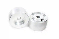 
              Image is of two silver metal 4" diameter drive wheels with a 3/4" bore. Knife making grinder accessories.
            