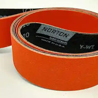 Norton Blaze is highest grade of ceramic belts 2”X72”. Greater productivity; low grinding costs. Comes in 36, 60 &120 grits.