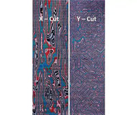 
              CrazyFiber is a beautiful and unique composite material for knifemakers. Electric Zebra is blue, red streaks. 
            