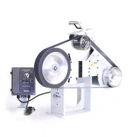 
              Side view of 2" x 72" belt grinder for knife making of custom knives.
            