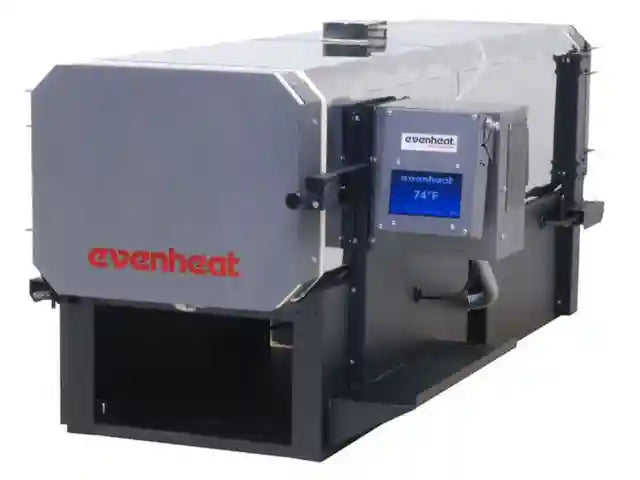 Horizontal rectangular shaped kiln with a digital controller on the right hand side. Heat treat oven for custom knife making.
