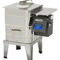 Vertical salt bath with digital controls for heat treating knife blades. Custom knife making. 