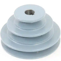 Image of a cast iron 3-groove step pulley with a 4", 3" and 2" diameter.
