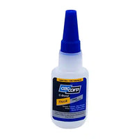 C-Bond Thick is a low viscosity general-purpose instant glue with a 15-30 second cure time. It bonds rubber, plastics, metal, and wood. Comes in one bottle with anti-clog top. 