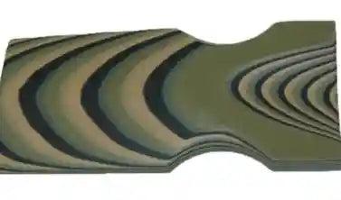 UltreX SureTouch composite is the perfect modified G-10 knife handle material.It provides brilliant colors, extreme durability, and an excellent anti-slip rubber property. Shows a camo scale. 