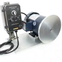 Front view of a Horizontal Disc grinder for making custom knives. 