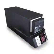 Black rectangular kiln (heat treat oven) with digital controls on the front for heat treating custom knives.