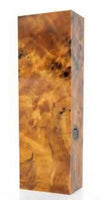
              Raffir Popular Burl Wood maintains the unique grain patterns of the untreated wood makes beautiful knife handles. Shows a light orange block. 
            