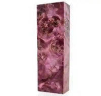 
              Raffir Popular Burl Wood maintains the unique grain patterns of the untreated wood makes beautiful knife handles. Shows a block of purple. 
            