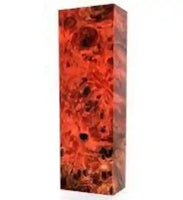 
              Raffir Popular Burl Wood maintains the unique grain patterns of the untreated wood makes beautiful knife handles. Shows a block of red. 
            